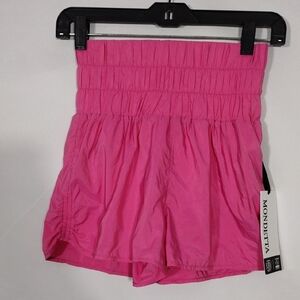 NWT Mondetta Smocked Waistband Short Carmine Rose Women's Size XS